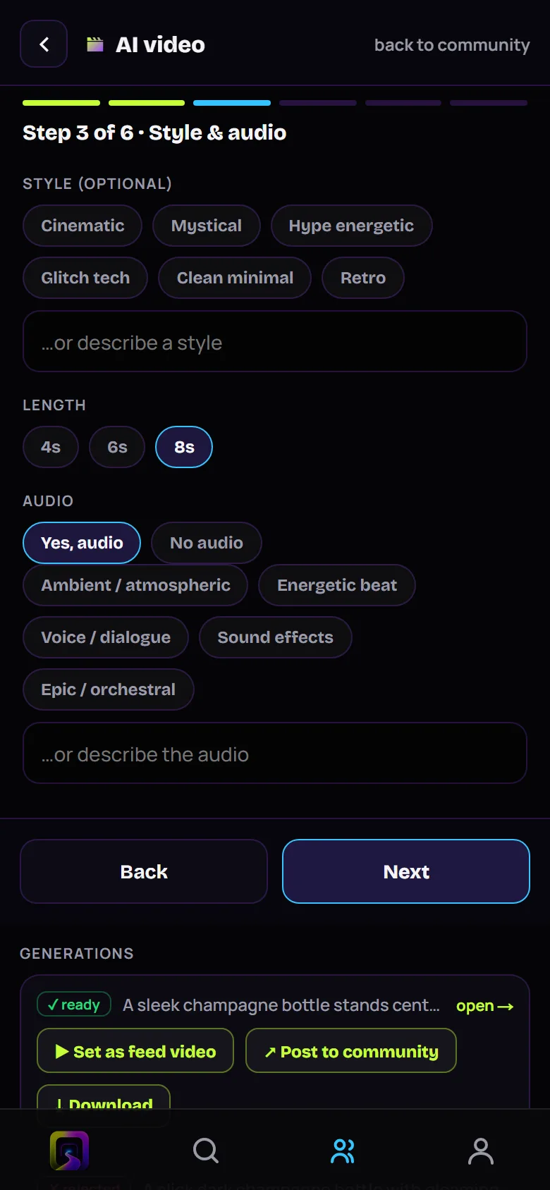 The AI video wizard, step 3: style and audio